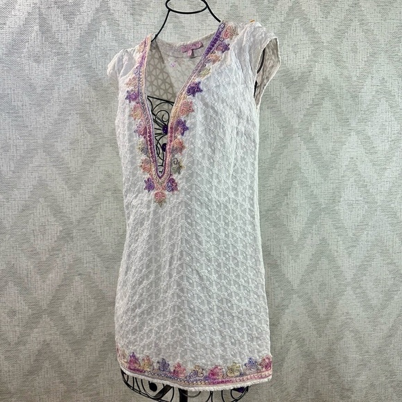 Calypso St Barth Sashka v neck embroidered dress in coconut size S - Picture 8 of 10